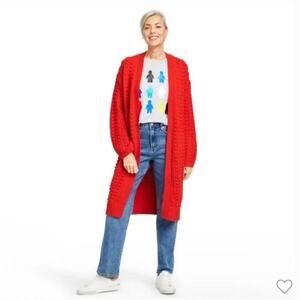 LEGO x Target Red Longline Cardigan Textured wool-blend size small
